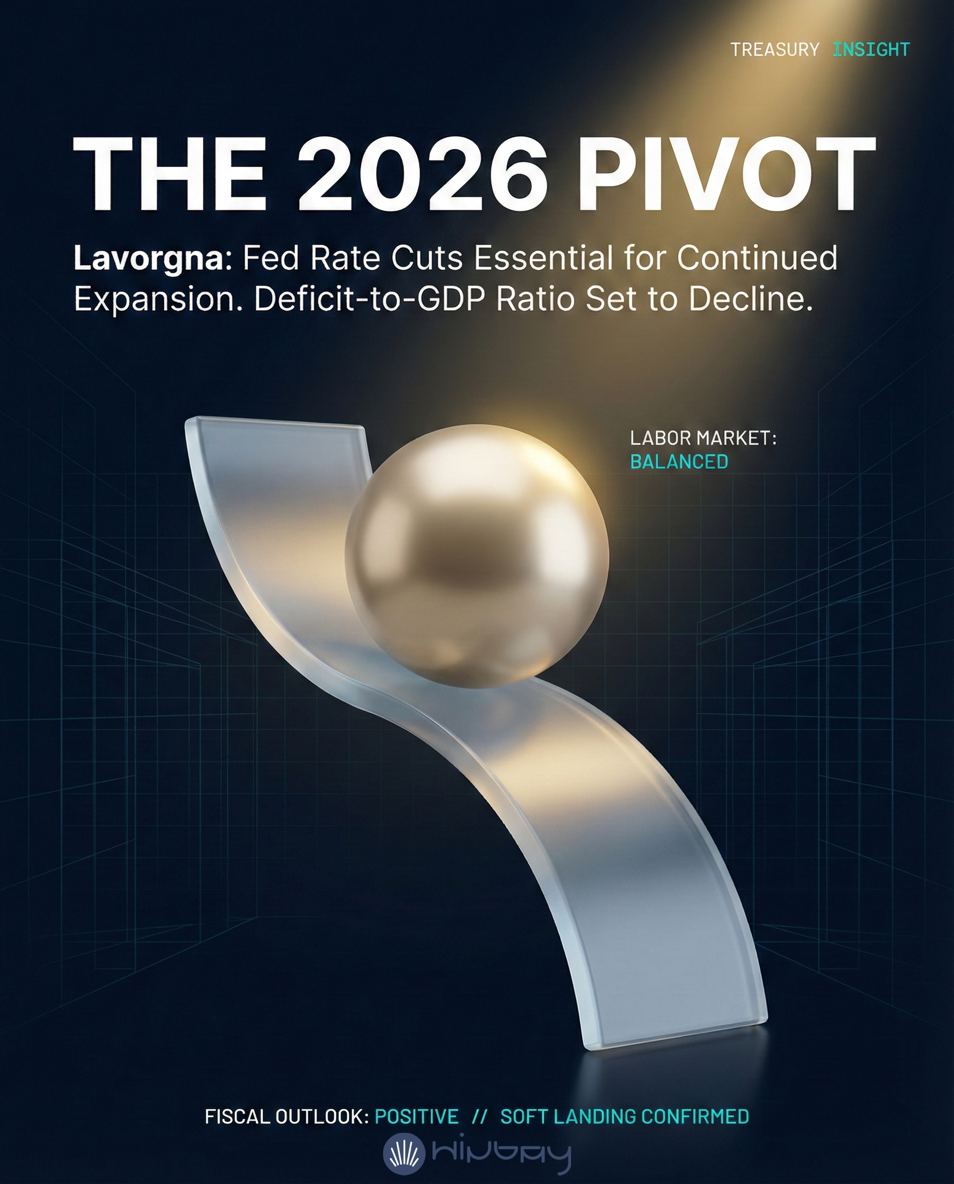 Treasury Advisor Lavorgna: Fed Should Continue Rate Cuts; Sees Deficit-to-GDP Ratio Declining in 2026